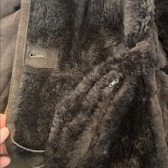 Women's Danier Chocolate Brown Shearing full length below the knee button frCoat - Picture 10 of 12